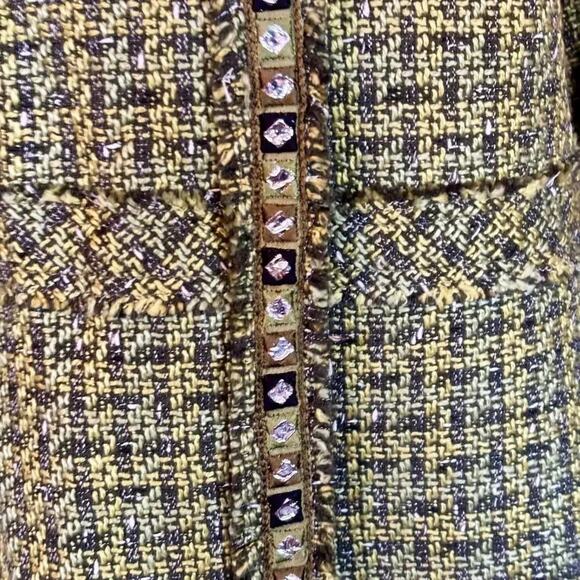 Peck & Peck Size 12 Green Tweed Blazer Jacket Jewel Embellished Career - Picture 3 of 5